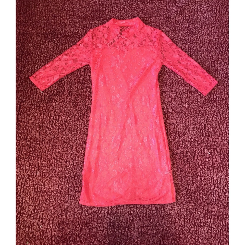 S Hot Pink Lace Dress